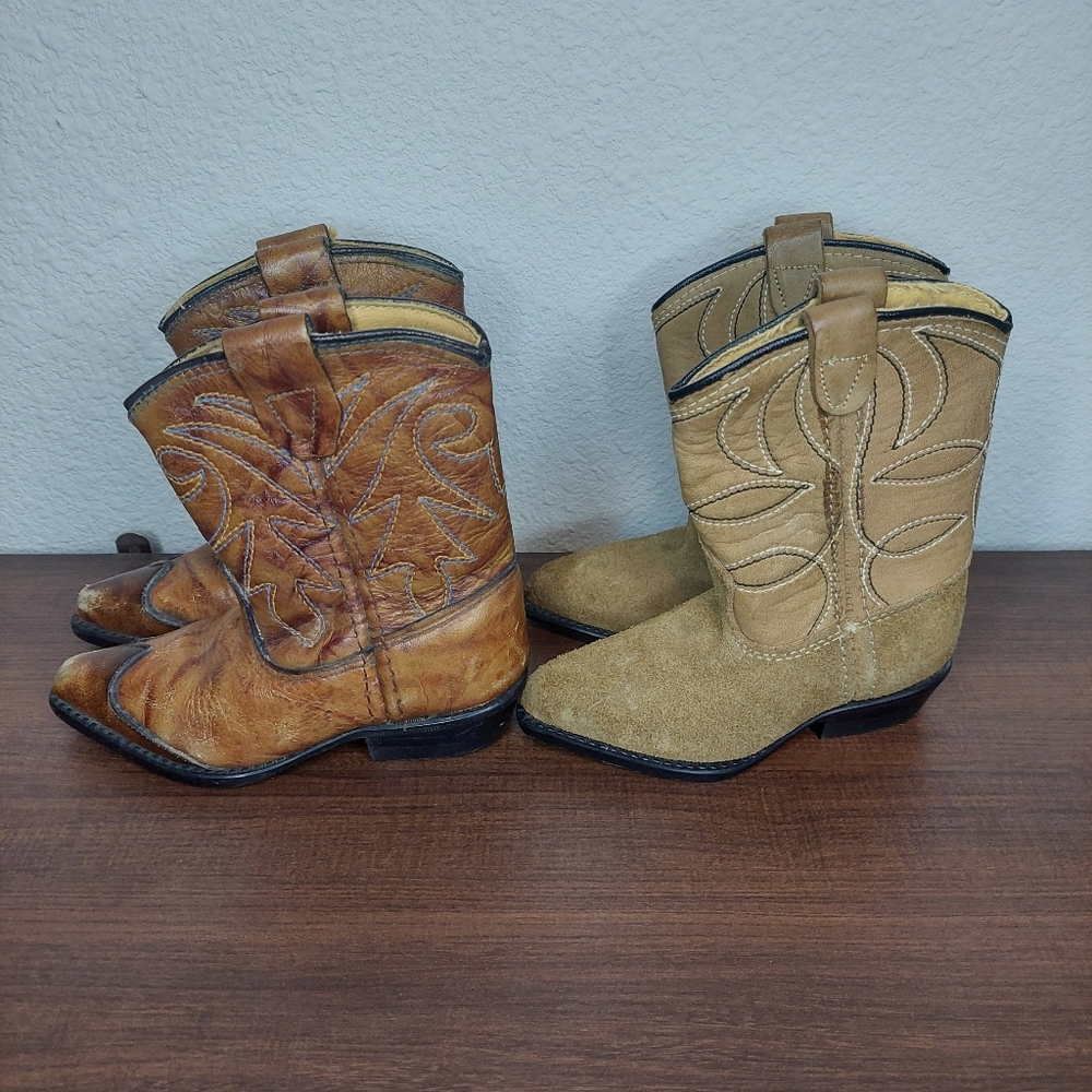 Vintage Texas Western Toodler Leather Cowboy Boots Size 4D/5.5D